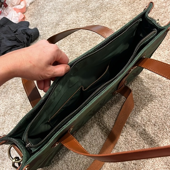 Mod Cloth Olive Green and Navy Blue Elephant Work Office Laptop Bag - Picture 5 of 5